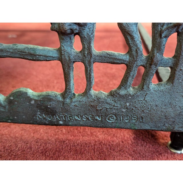 John B. Mortensen Western Sculptural Stone-Top Table, Bronze Panel For Sale - Image 13 of 13