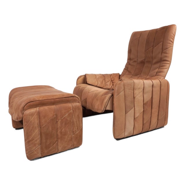 Set of DS 50 Patchwork Lounge Chair in Buffalo Leather with Ottoman from de Sede, 1970s For Sale