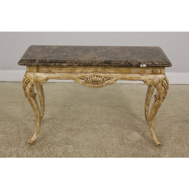 French Style Paint Decorated Base Marble Top Console Table Chairish