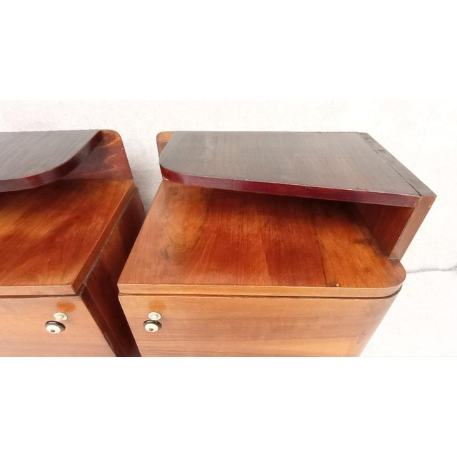 Brown Art Deco Bedside Tables by Jindrich Halabala, 1940s, Set of 2 For Sale - Image 8 of 18