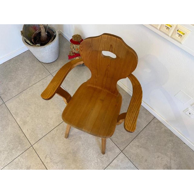 Brown Rustic Farmhouse Armchair in Wood For Sale - Image 8 of 17