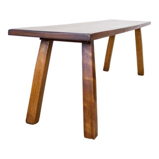 Minimal Teak Wood Peg Leg Bench for Dining or Porch For Sale