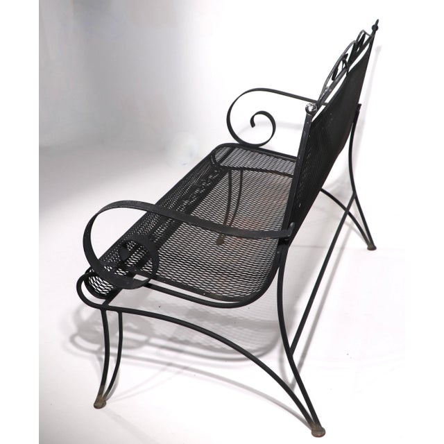 Black Wrought Iron Garden Patio Settee Attributed to Woodard Furniture Company For Sale - Image 8 of 12