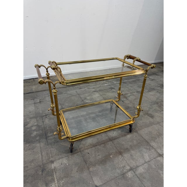 Metal Mid-Century Gilt Brass Bar Cart, Circa 1960s For Sale - Image 7 of 10