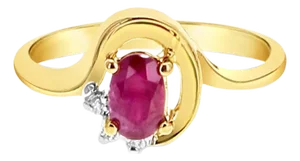 Oval Ruby Diamond Vintage Statement Ring, Size 9