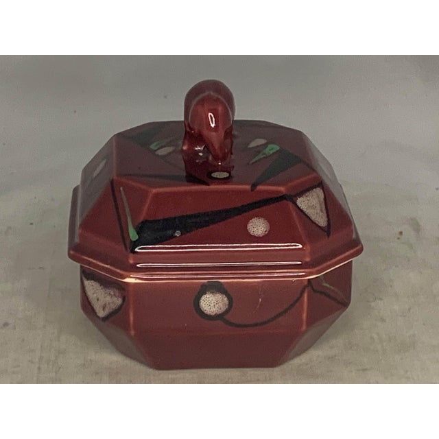 Art Deco Rare Art Deco Ceramic Elephant Powder Jar: Hand Painted, c. 1930s For Sale - Image 3 of 10