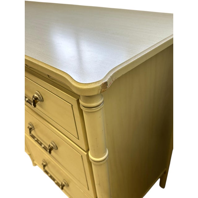 Late 20th Century Vintage Palm Beach Regency "Bali Hai" Henry Link Style Cream Colored Faux Bamboo Nine Drawer Dresser For Sale - Image 5 of 9