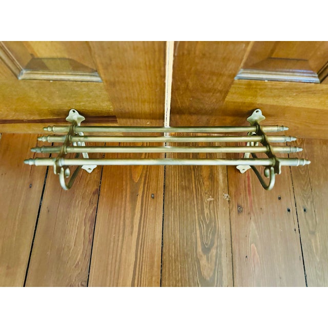Vintage Brass Hat and Coat Train Rack For Sale - Image 4 of 7