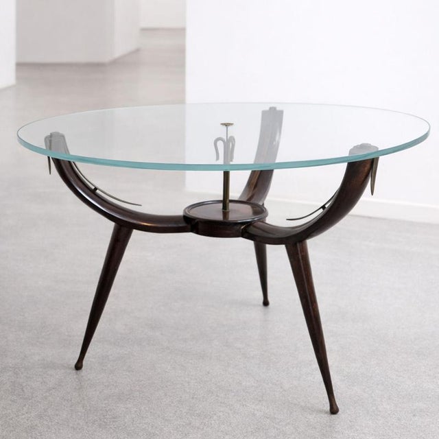 Modern Fontana Arte Style Coffee Table in Brass and Glass, 1950s For Sale - Image 3 of 9