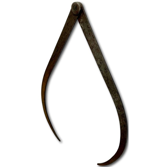 Giant Antique Hand Made Wrought Iron Industrial Era Foundry Calipers Circa Mid 19th Century - 24 Inches Tall For Sale In Boston - Image 6 of 12