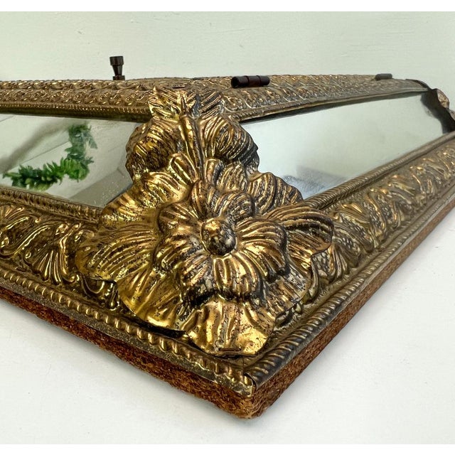 Vintage Embossed Brass Mirror Cabinet, 1950s For Sale - Image 15 of 17