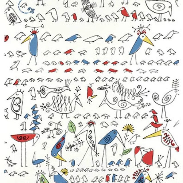 Sample- Schumacher Aviary Fabric in Multi On White For Sale