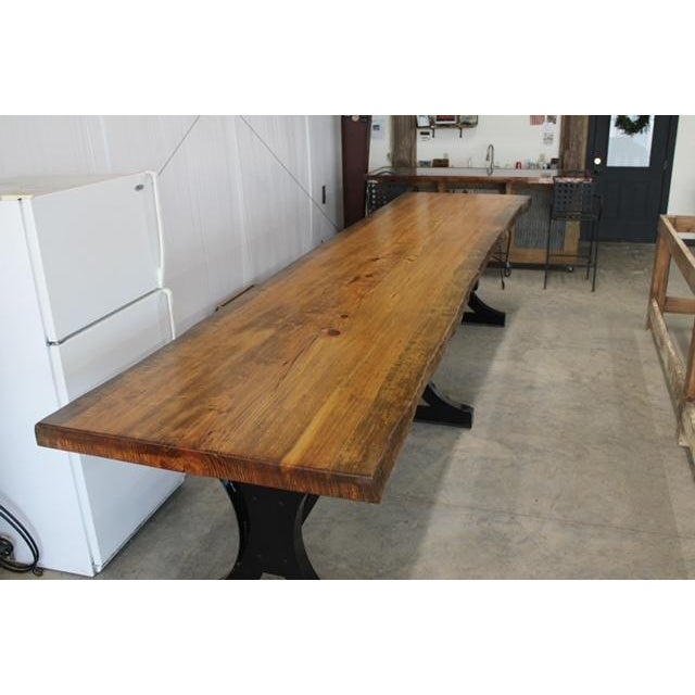 Rustic Historic 16 Foot Live Edge Single Slab Table For Sale - Image 3 of 18