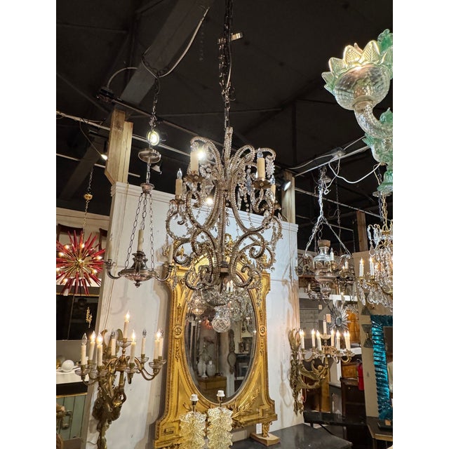 Traditional Early 20th Century Italian Beaded Crystal Chandelier For Sale - Image 3 of 6