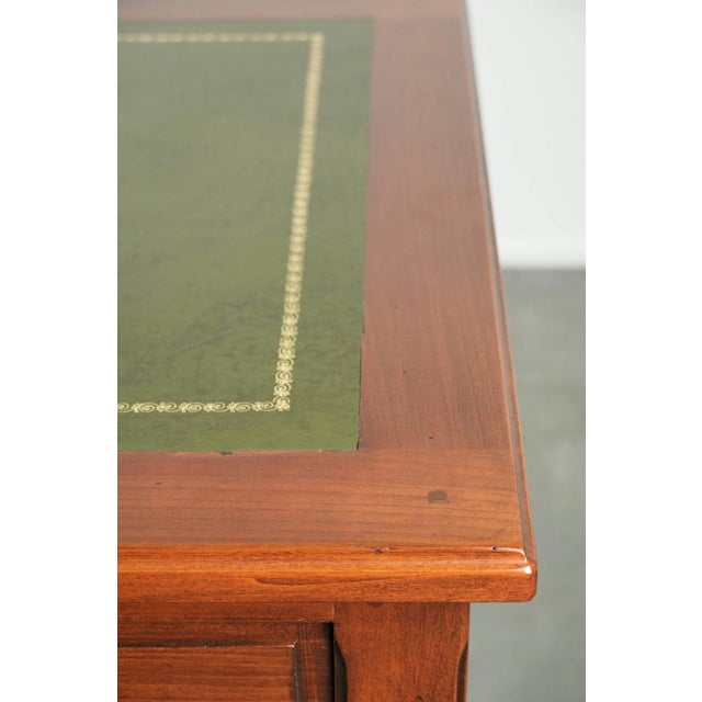 English Desk with Green Leather Top, Gilt Details and 5 Drawers For Sale - Image 12 of 15