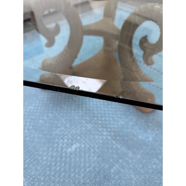 Brown Vintage Dolphin Base Beveled Glass Top Cocktail Coffee Table For Sale - Image 8 of 11