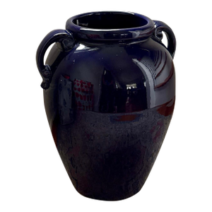 Vintage Cobalt Blue Ceramic Floor Vase