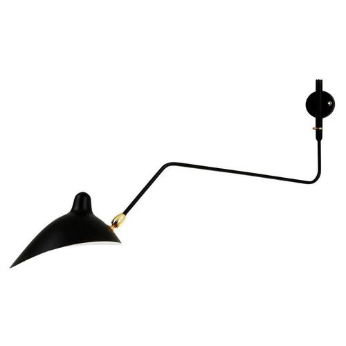 Mid-Century Modern Black One Rotating Curved Arm Wall Lamp by Serge Mouille For Sale - Image 11 of 11