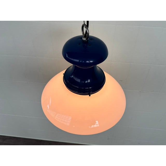 Metal Industrial Space Age Italian Chandelier in Vintage Glass and Metal, 1970s For Sale - Image 7 of 18
