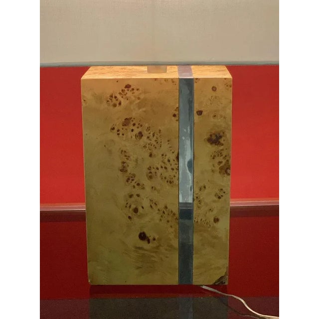 Mid-Century Italian Poplar Briar and Chrome Table Lamp by Tommaso Barbi, 1970s For Sale - Image 6 of 18