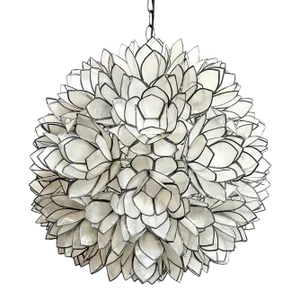 Contemporary Capiz Lotus Flower Globe Pendant Light 20"