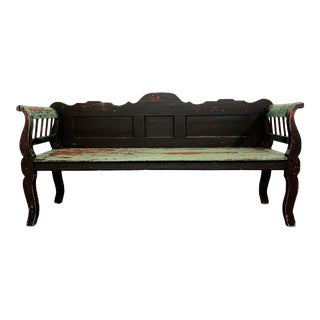 Late 19th Century Antique Hungarian Pine Bench For Sale