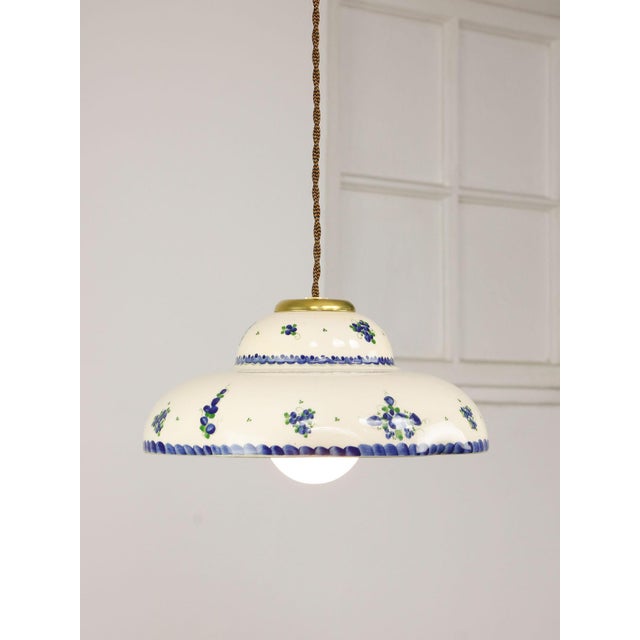 Vintage Hand-Made Ceramic and Brass Pendant Lamp For Sale - Image 4 of 18