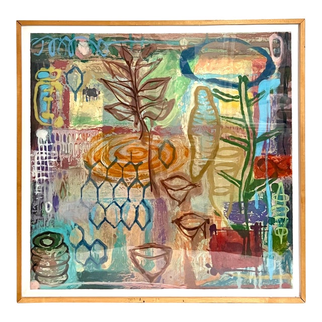 Gary Denmark, Large Gary Denmark Contemporary Abstract Flora Monotype Print Monoprint Artist For Sale