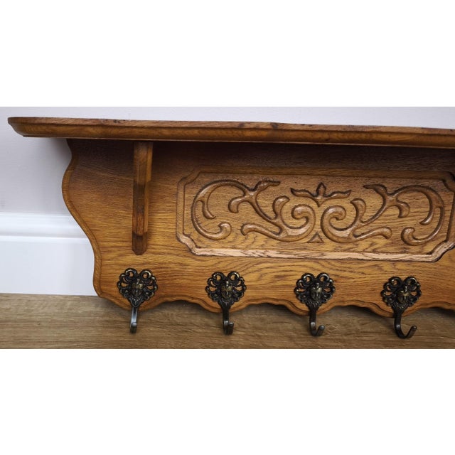 Vintage French Coat Rack in Oak For Sale - Image 4 of 9