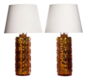 Glass Table Lamps by Gustav Leek for Orrefors, 1960s, Set of 2