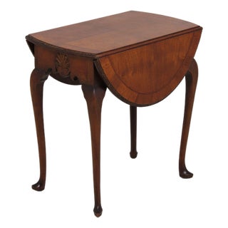 Vintage Walnut Inlaid Pembroke Drop Leaf Table For Sale