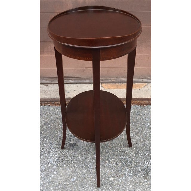 Mersman Federal Style Tiered Mahogany Inlay Oval Side Table For Sale In Washington DC - Image 6 of 9