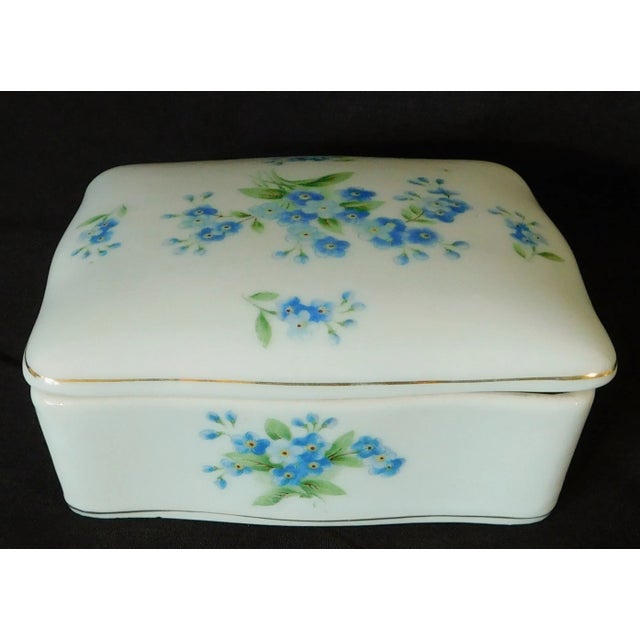 Vintage Andrea by Sadek Blue & White Floral Porcelain Trinket Dresser Box For Sale - Image 11 of 11