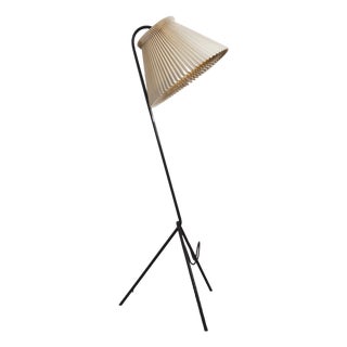 Mid-Century Modern Floor Lamp with Folded Pleated Acrylic Shade and Magazine Holder from Le Klint, 1950s For Sale