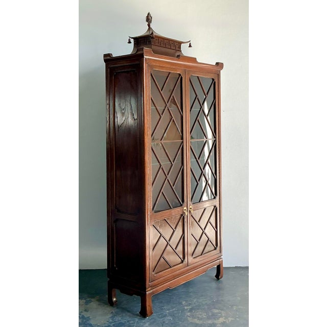 Vintage Asian Tomlinson Greek Key Pagoda Cabinet For Sale In West Palm - Image 6 of 11