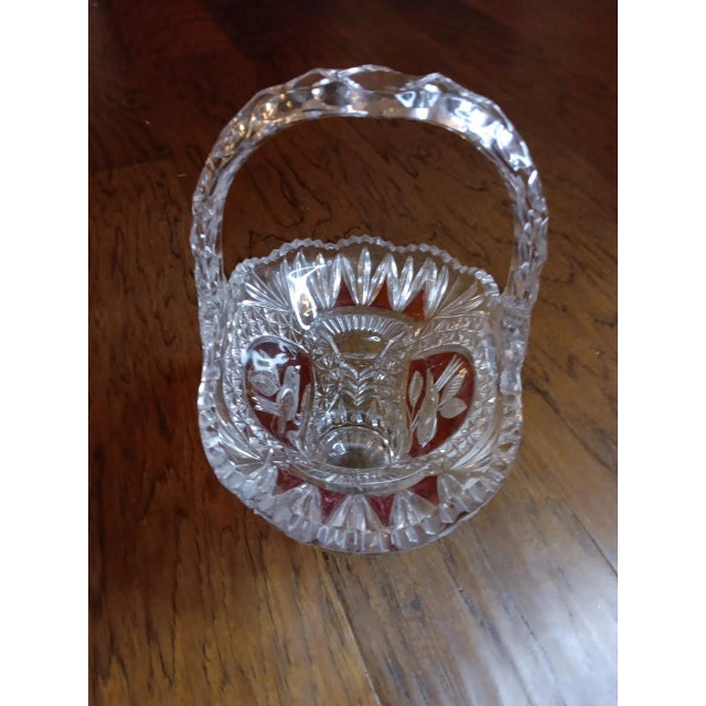 Transparent 1970s Hofbauer Crystal Made in Germany Decorative Basket Vase For Sale - Image 8 of 13