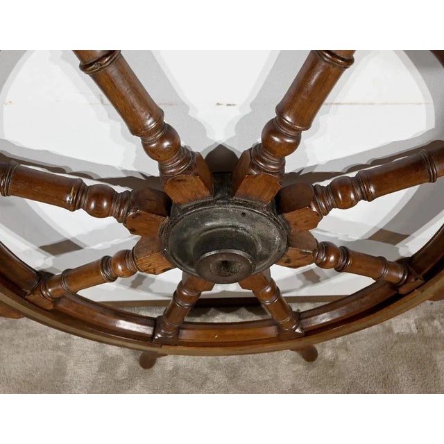 Brown Teak Boat Wheel Bar For Sale - Image 8 of 12