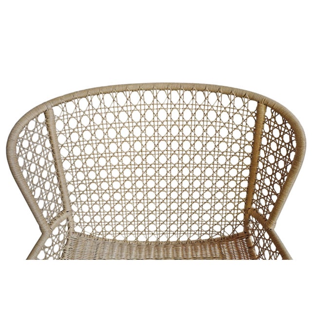 Metal Outdoor Sand Faux Wicker Easy Chair For Sale - Image 7 of 8