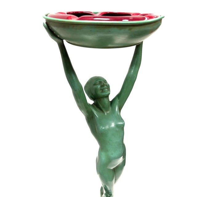 1920s Frankart Standing Nude on Ball Art Deco Sculptural Smoke Stand Model T330 For Sale In Los Angeles - Image 6 of 11