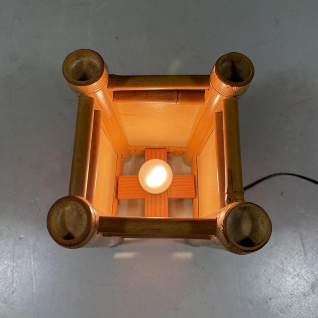 Wood Rattan Table Lamp, 1970s For Sale - Image 7 of 16