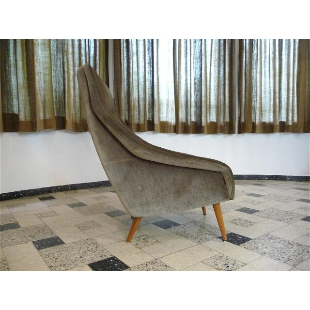 Italian Mohair Velvet Highback Chair, 1950s For Sale - Image 4 of 18