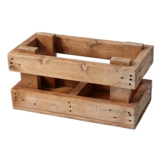 Vintage Industrial Wood Crate With Divided Interior For Sale