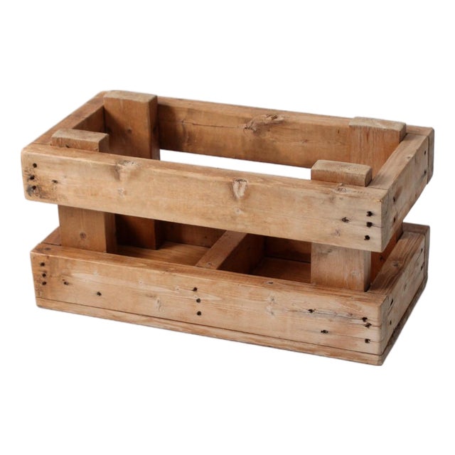 Vintage Industrial Wood Crate With Divided Interior For Sale