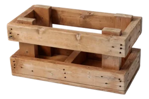 Vintage Industrial Wood Crate With Divided Interior