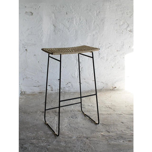 Metal SHIBUI Stool with Iron legs & Agave Seat Stool by 2monos for 2monos Studio For Sale - Image 7 of 7