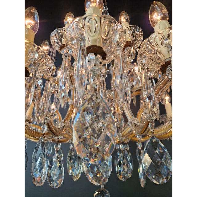 Brass Antique Art Nouveau Maria Theresa Crystal Chandelier Drop Chandelier Brass Glass For Sale - Image 8 of 11