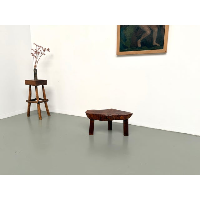 Brown Brutalist Tripod Coffee Table in Teak, 1970s For Sale - Image 8 of 18
