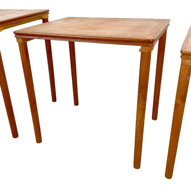 Vintage Danish Modern Teak Nesting Tables by Toften Møbelfabrikken, Set of 3 For Sale - Image 4 of 18