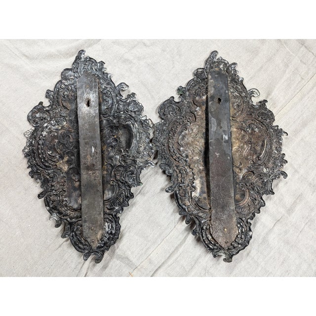 Mid 18th Century Repousseé Silver on Brass Sconce Backs- a Pair For Sale - Image 4 of 5