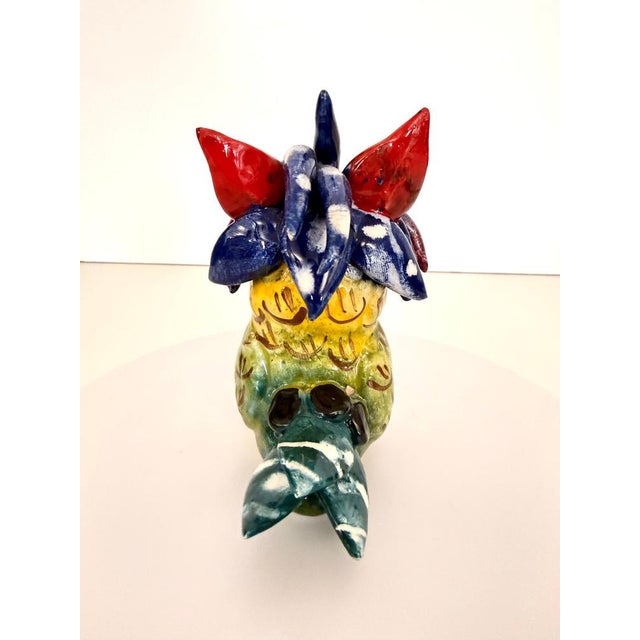 Vintage Hand-Painted and Lacquered Ceramic Owl from Vietri, Italy, 1925 For Sale - Image 9 of 13